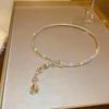 Elegant Rhinestone Flower Tassel Necklace for Women - Stylish Geometric Water Drop Design