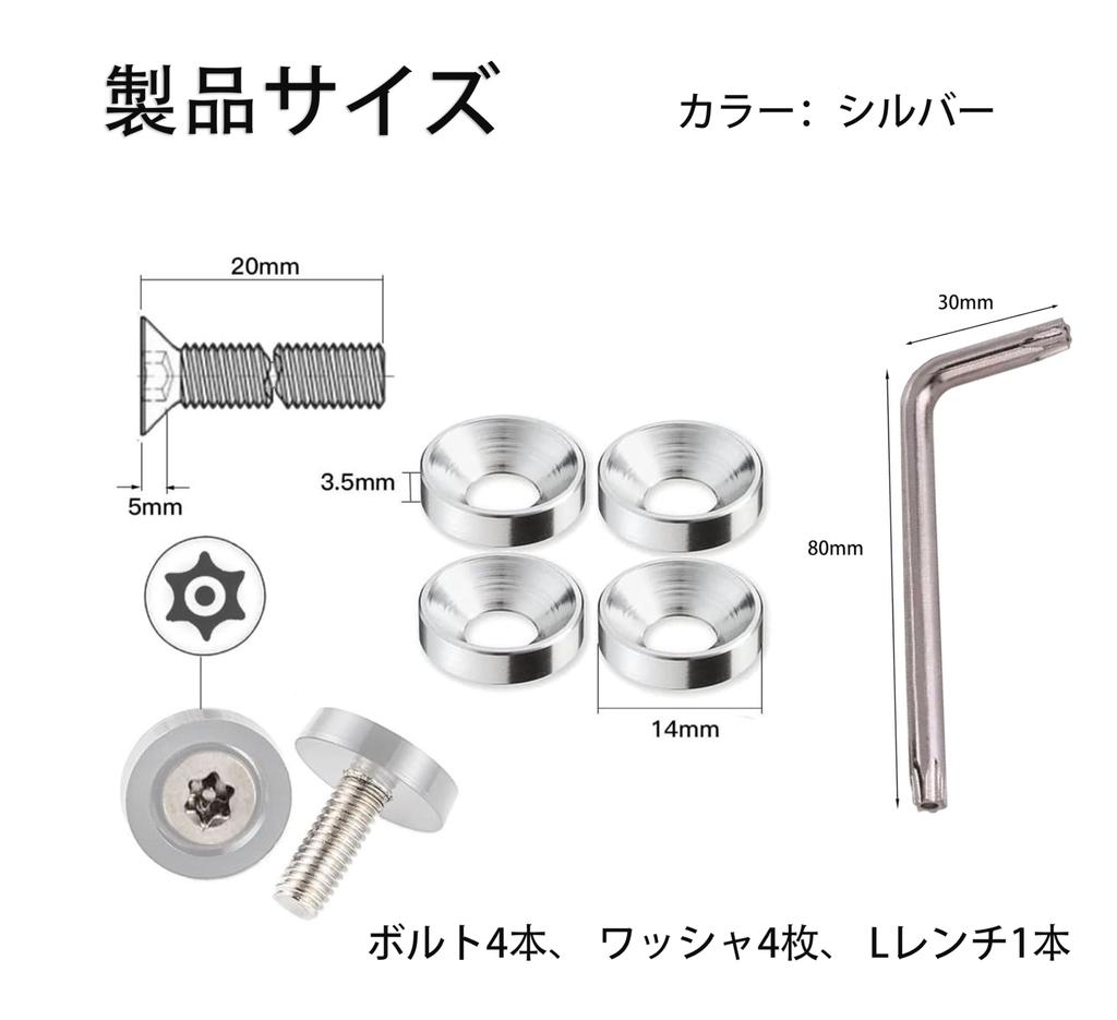 Anti-theft license plate bolt set - 4 stainless steel M6