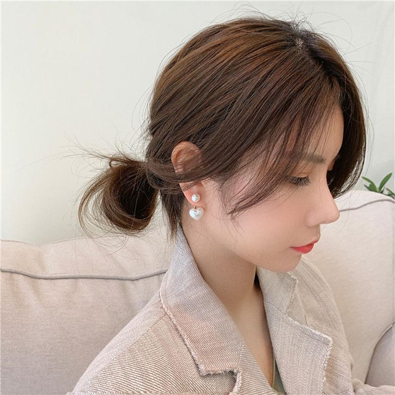 925 Sterling Silver Imitation Pearl Earrings for Women Heart Round Stud Earrings Elegant Love Ear Stud Party Wedding Jewelry Valantine Day Gifts