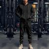 Men's Solid-Hue Fleece-Lined Warm Outfits for Fall & Winter: Zip-Up Long-Sleeve Hooded Casual Athletic Sets