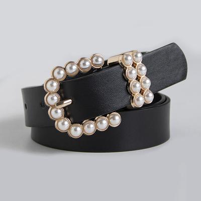 Senior Women's Belt, Pearl Buckle, Elegant, Sweet and Fashionable Young Women's Belt, Versatile Basic Women's Belt