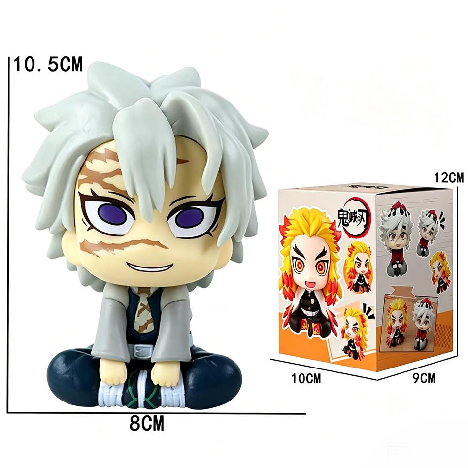 10Cm Anime Merch Tanjirou Doma Sanemi Rengoku Obanai Q Version Pvc Collectible Model Toy For Kids Adults Gifts
