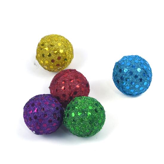 5 Pcs Funny Eye-catching Bright Color Cat Sound Toy Pet Kitten Sequin Ball Supplies