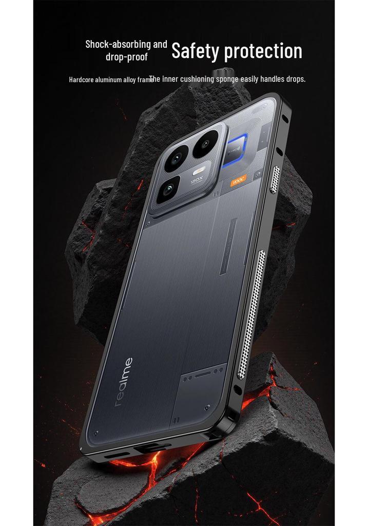 Crossing Exclusive: Metal Frame Phone Case with Seahorse Buckle for Realme Neo8, Features Heat-Dissipating Super Running Design