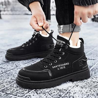 Bottes de Neige pour Homme Mode Chaud Résistant au Froid Chaussure Coton Montante Peluche Épaisse Qualité Chaussures d'Hiver pour Homme Fourrure Offres Originales Chaussures