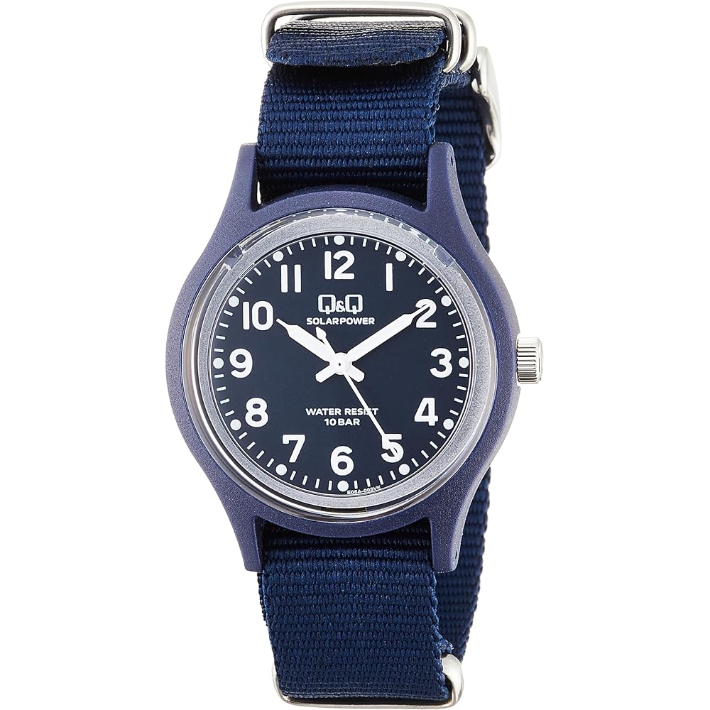 

Citizen Q&Q Analog Solar Watch 10 Bar Water Resistant Nylon Strap Men s Navy