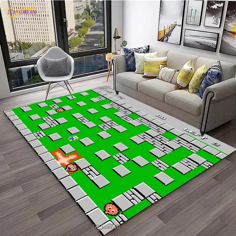 Retro Bomberman Game Playing Carpet for Living Room Bedroom Area Rug Kitchen Un-slip Floor Mat Alfombra Birthday Gift Poster Mat