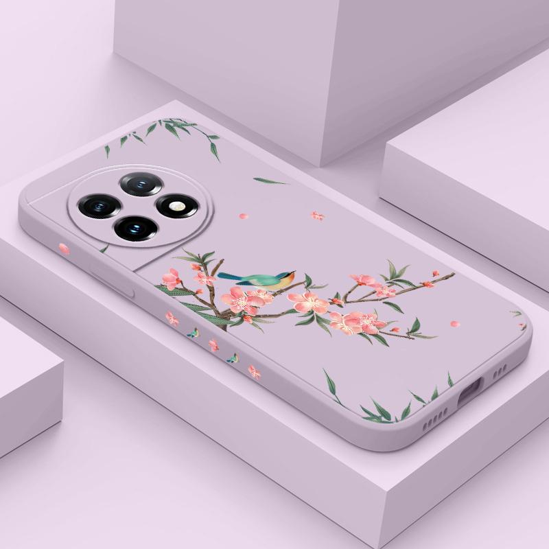 Falling Sakura Phone Case For Oneplus 13 13R 12 12R 11 11R 10 10R 10T 9R 9RT 9 8T 8 7 7T Pro 5G Liquid Silicone Cover