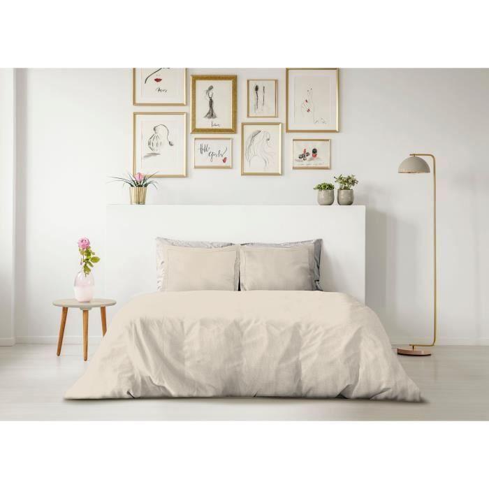 LOVELY HOME DUVET COVER SET - 220x240 Cm - 100% COTTON - BEIGE IVORY