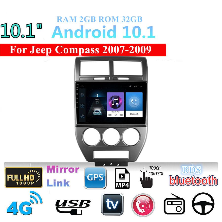 10.1''  Car Stereo Radio Mirror Link OBD RDS For Jeep Compass 2007-09