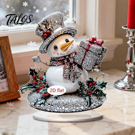 LED Lighted Figurines 2D Acrylic Christmas Angel Figurine with Warm Lights, Glowing Holiday Tabletop Table Decorations Decor for Home Living