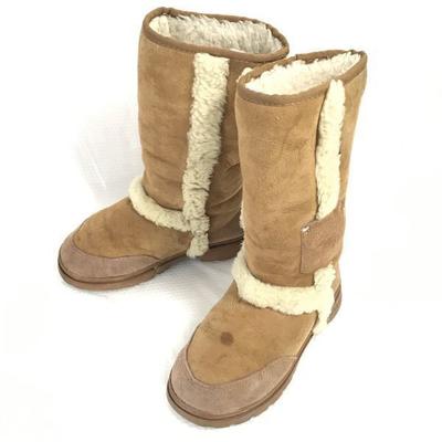 Warmbat Australia Schaffell Leder Mouton Stiefel UK W4 22.5-23.0 Braun(GEBRAUCHT)