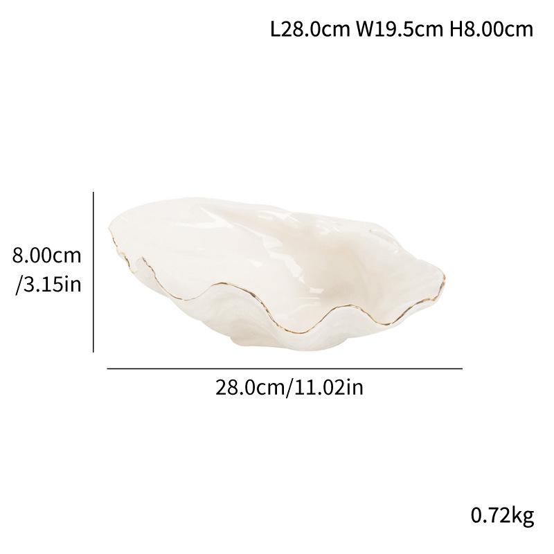 European Phnom Penh Shell Plate Ceramic Decorative Ornament Family Company Fruit Candy Fruit Plate Light Luxury Decorative Plate
