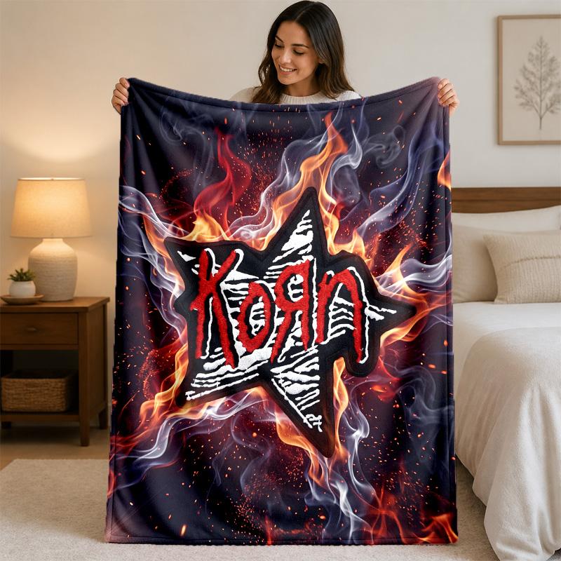 Korn Print Flannel Blanket Cozy Lightweight Plush Throw Blanket For Bed Sofa Household Use