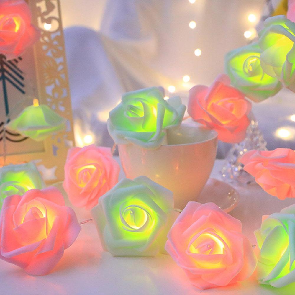 Romantic LED Rose String Lights 1.5/3 M Flower Garland Rose Flower Lights 10/20 LED Warm White Fairy Lights Bedroom Decor
