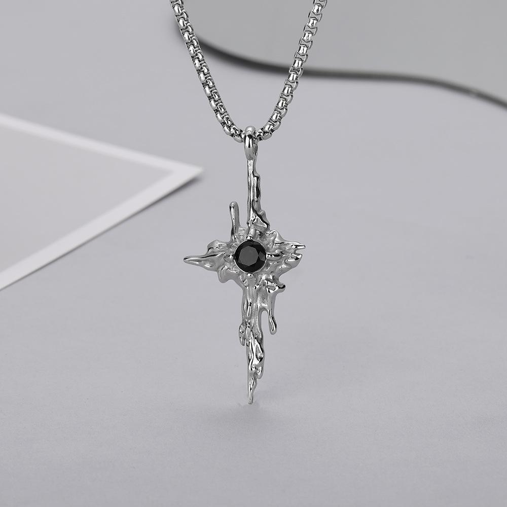 Necklace for Men Titanium Steel Original Light Luxury Niche Trend High-End Feel Men's 2024 New Hot Dark Style Pendant