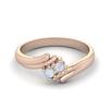 Anel de Casamento Aniversário Feminino em Prata Esterlina 925 Rose Vermeil com Duas Pedras de Pedra da Lua Natural Redonda de 3MM