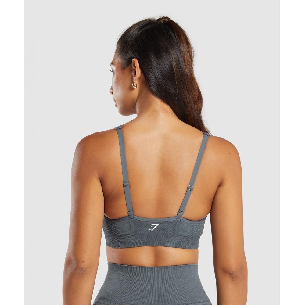 Gymshark Vital Seamless V Neck Sports Bra Strong Grey  Marl B3a4k gcsV