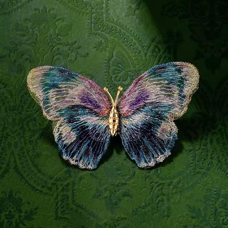 Exquisite Embroidered Butterfly Brooch, High-end Insect Brooch, and Niche Design Sense Pins