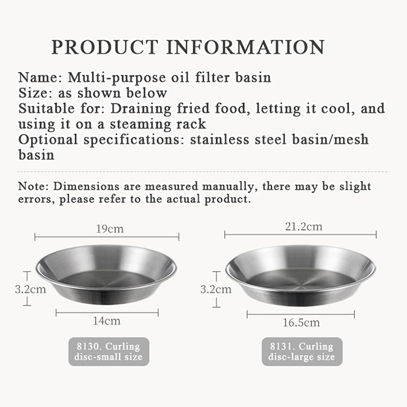 Stainless Steel Round Drain Tray Oven Safe Nonstick Oil Draining Baking Pan for Low Fat Cooking Meals