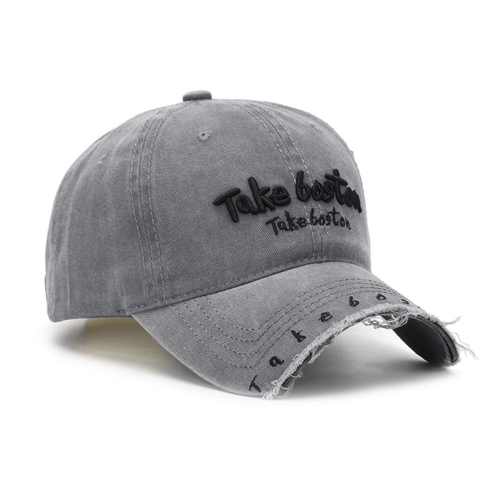 Cappello in Denim Lavato Retro Giapponese Ricamato con Lettere per Sport all'Aperto Uomo Viaggio Cappello da Sole Cappellino da Baseball Classico Versatile Comodo