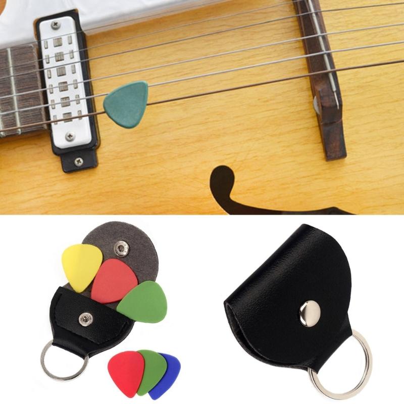 Light Weight Guitar Pick Holder Portable Picks Storage Bag PU Leather Guitar Picks Storage Pouch Keychain Enduring