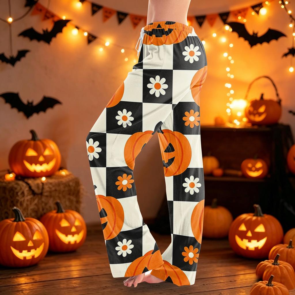 Women's Halloween Print Lounge Pants with Drawstring Waist Casual Pajama Bottoms Comfortable Fit Soft Fabric Relaxed Style