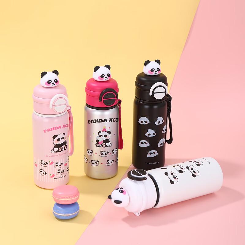 MRSIKEY Cartoon Panda Kids 316 Stainless Steel Straw Water Bottle