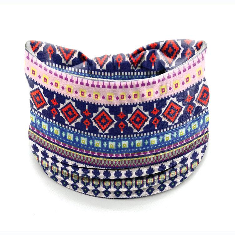 European American Women's Hair Band African Print Pattern Wide Edge Elastic Knot Sports Yoga Headband Women's Headwear Hair