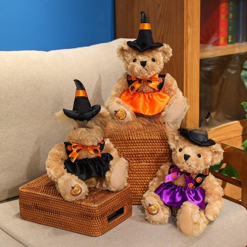 Teddy Witch Halloween Bear Plush Doll With Pumpkin Pattern Festive Gifts Decor