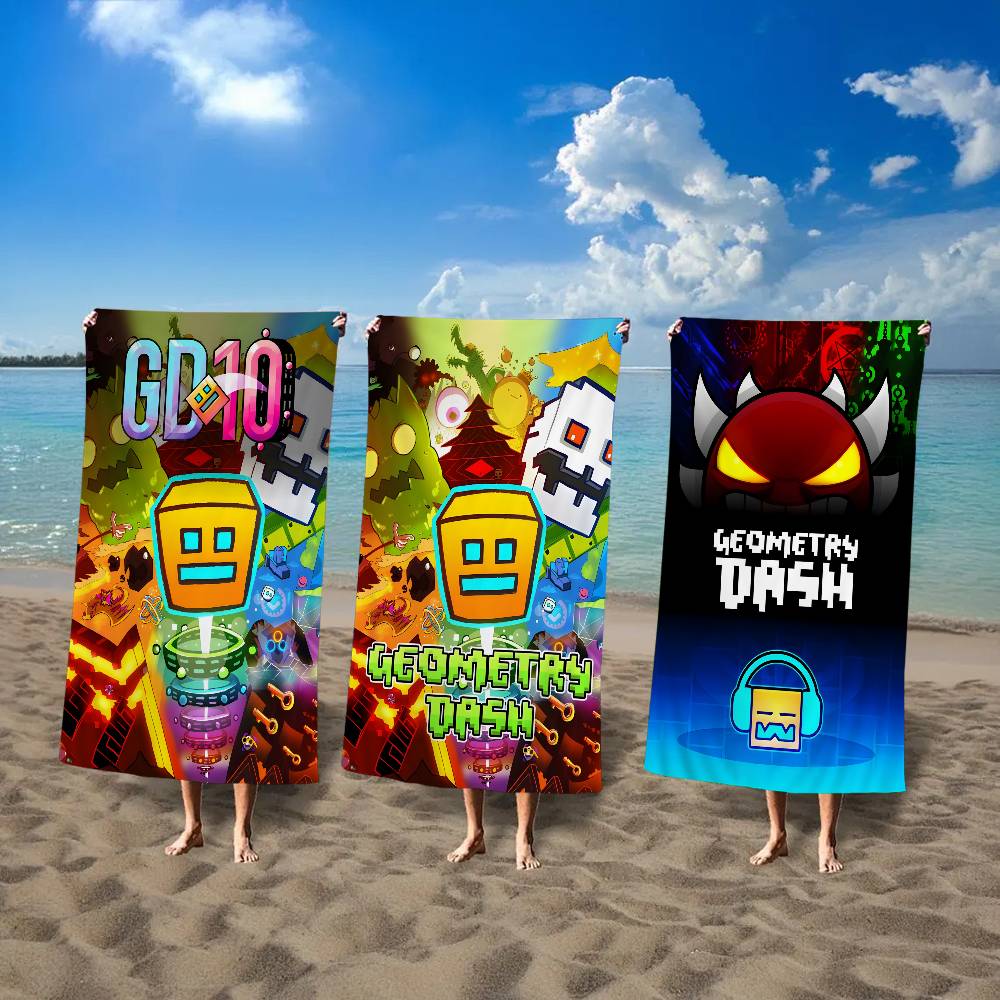 Video G-GameS G-Geometry Dash Microfiber Beach Towel Absorbent Quick Dry Soft Yoga Swimming Resort Mountain Climbing Towel