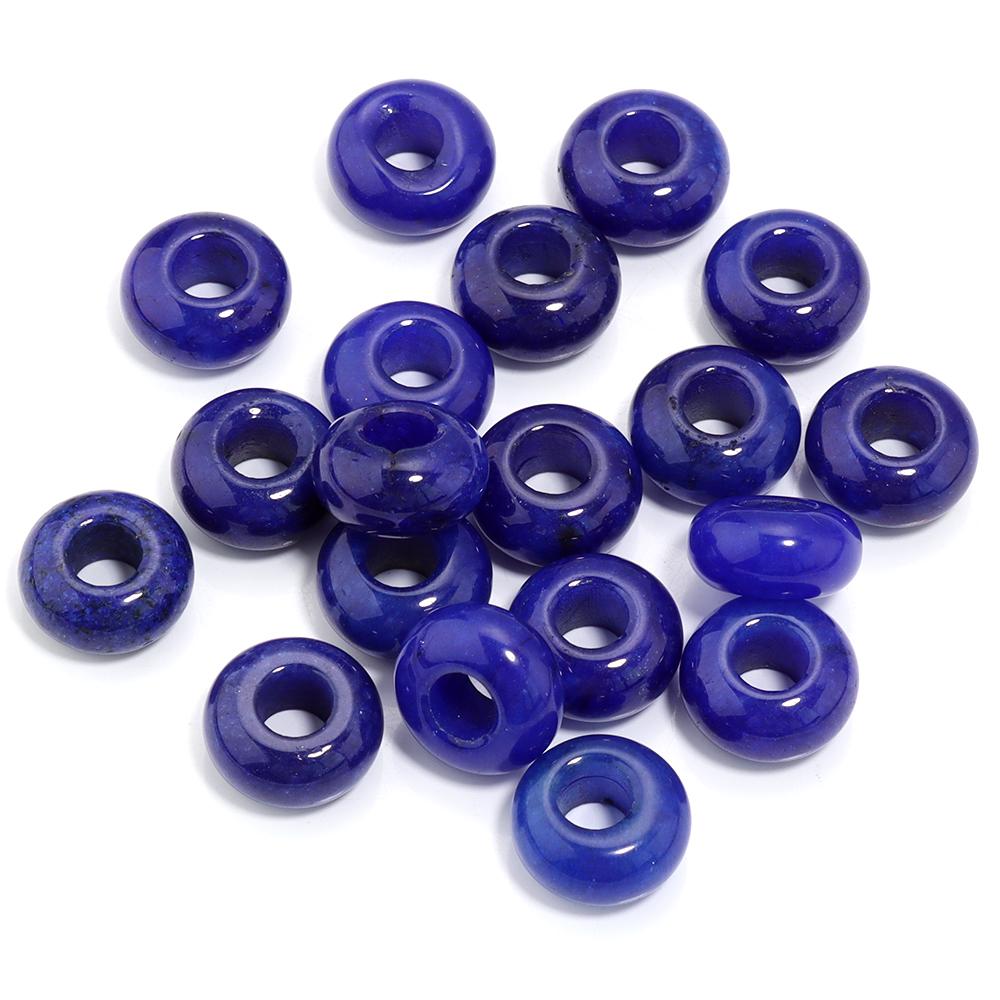 6pcs 14x8mm Natural Stone Beads Amethyst Tiger Eye Agate Jade Abacus Shape Big Hole Loose Beads for Jewelry Making DIY Bracelets