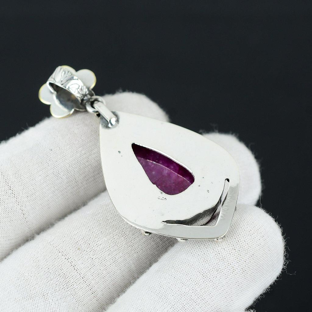 Kashmir Ruby Gemstone Pendant, 925 Sterling Silver Jewelry Pendant, Ruby Gemstone Jewelry Pendant For Women, Pendant For Gifts For Her