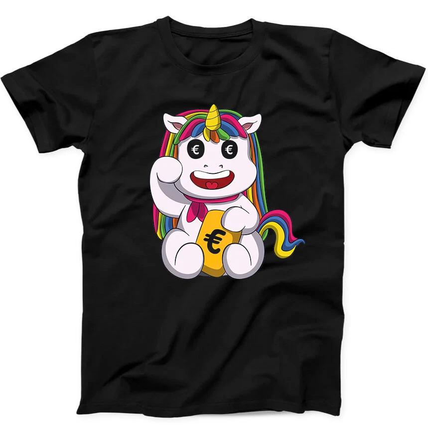 Unicorn Kawaii Maneki Neko Cat Funny Gift Tee Black T Shirt 289