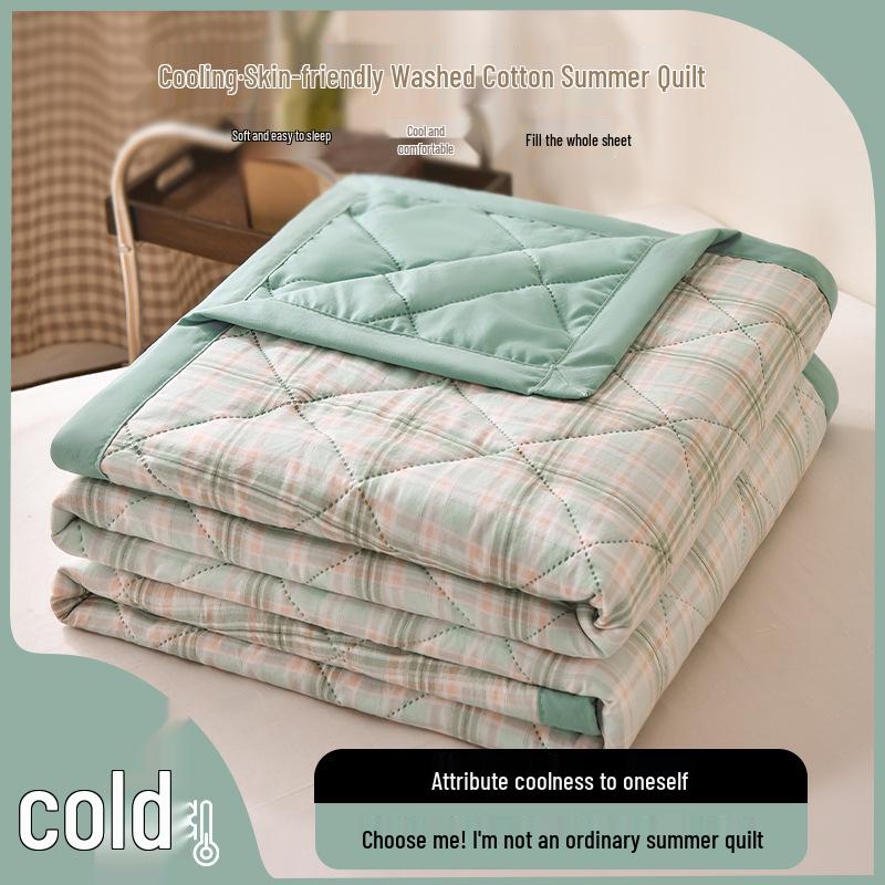 

Клетчатое летнее одеяло из стираного хлопка - Легкое, Машинная стирка, Прохладное одеяло для кондиционирования воздуха 150x200cm, approx. 1.7 lbs