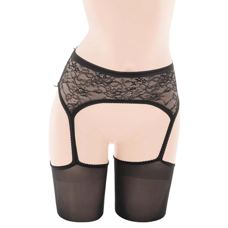 Ligas ultrafinas 20D oleosas de renda integrada sexy suspensório preto transparente quatro lados oco perolado cor sólida meias