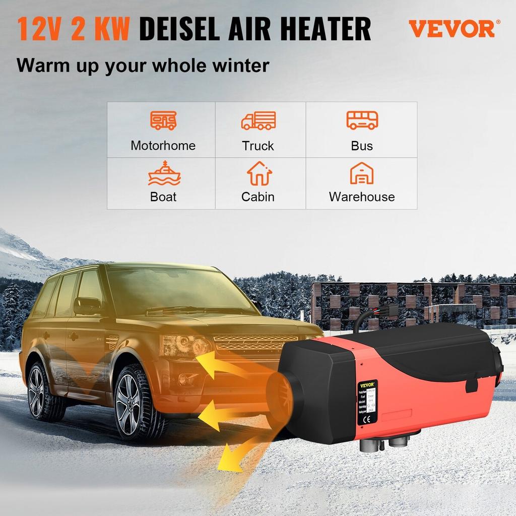 12V 2KW Diesel Air Heater for RV Motorhome Trailer Trucks Boats 2000W With Silencer