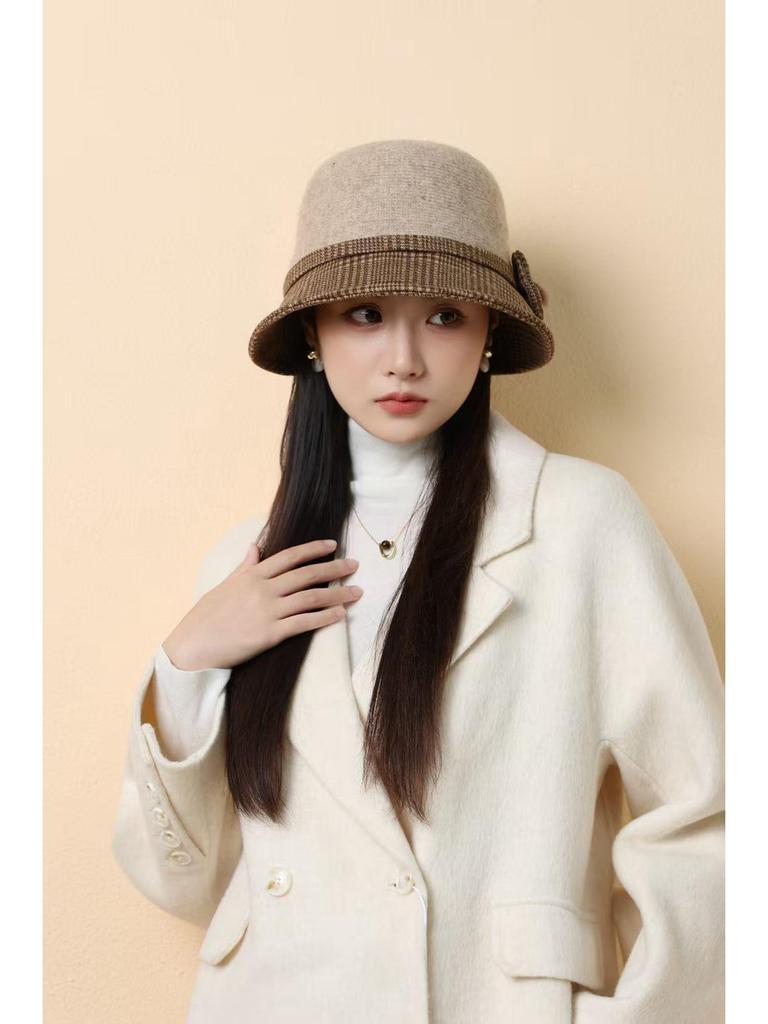 Autumn/Winter Wool Bowler Hat with Windproof Ear Protection - Ladies' Casual Fashion.