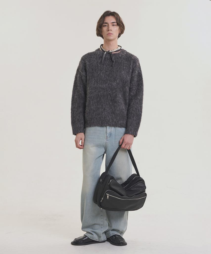NOISE Coloring Brushed Oversized Knit - Charcoal