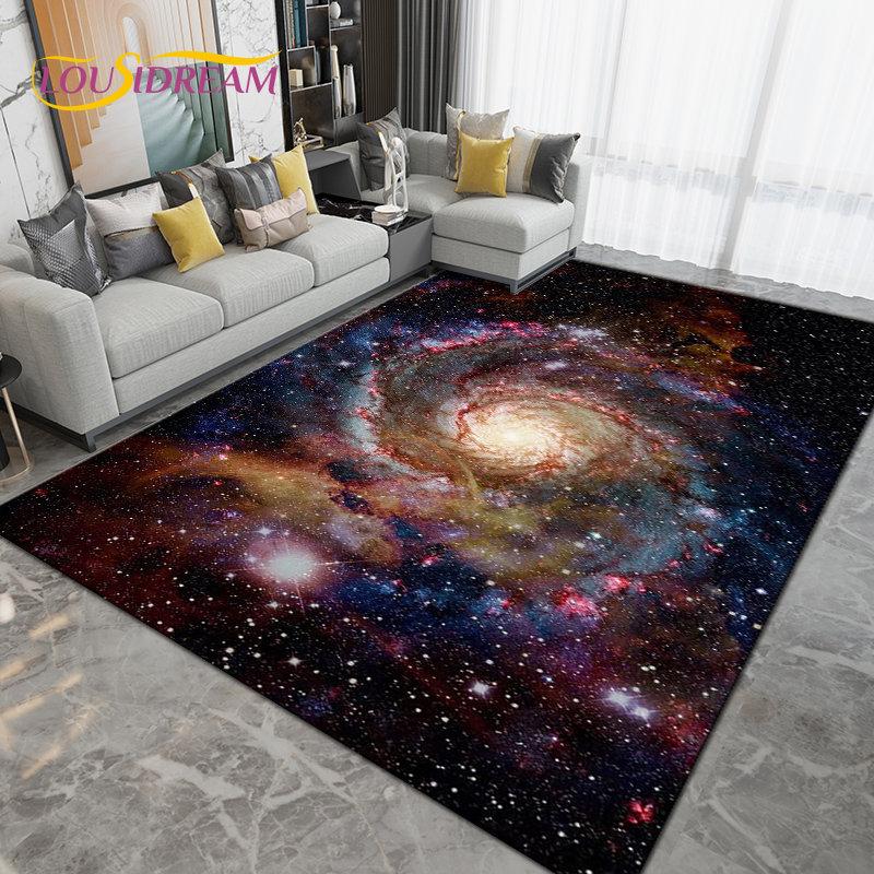 Galaxy Universe Space Stars Earth Area Rug Large,Carpet Rug for Living Room Bedroom Sofa Doormat Decoration,Non-slip Floor Mat