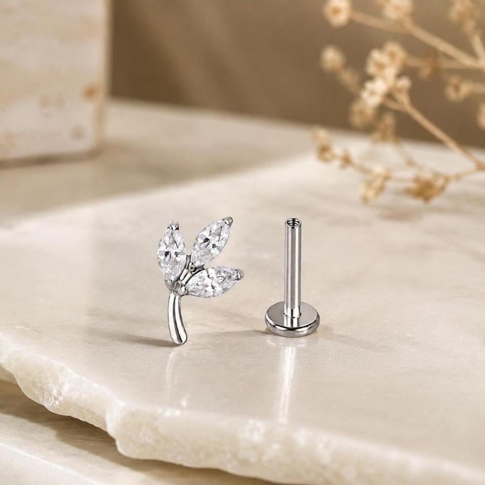 ASTM F136 Titanium Labret Stud Internally Threaded Lip Stud  Cartilage Helix Tragus Lip