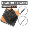 6 pcs/Spool Carp Fishing Lead Free Leader 75cm 60LB Loop+Leadclip With Pin Sinking Line For Carp Fishing Terminal Tackle