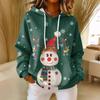 Women's Loose Comfortable Casual Fashion V-Neck Christmas Print Long Sleeve Hoodie