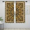 2PC Black Gold Greek Curtains, Elegant Thermal Drapes for Living Room & Bedroom, Luxury Window Panels Home Decor