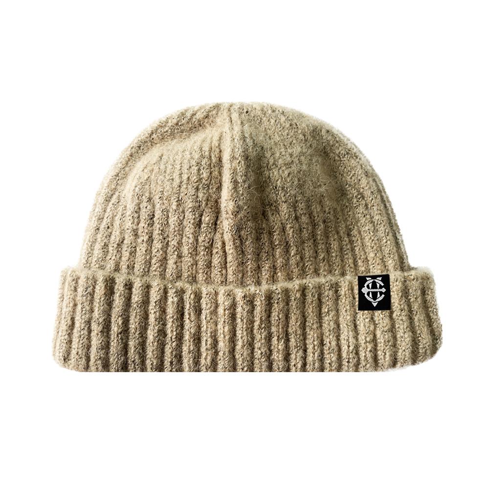 EIGHTVOLUME Ev Fleece-Lined Ribbed Short Beanie (Beige)
