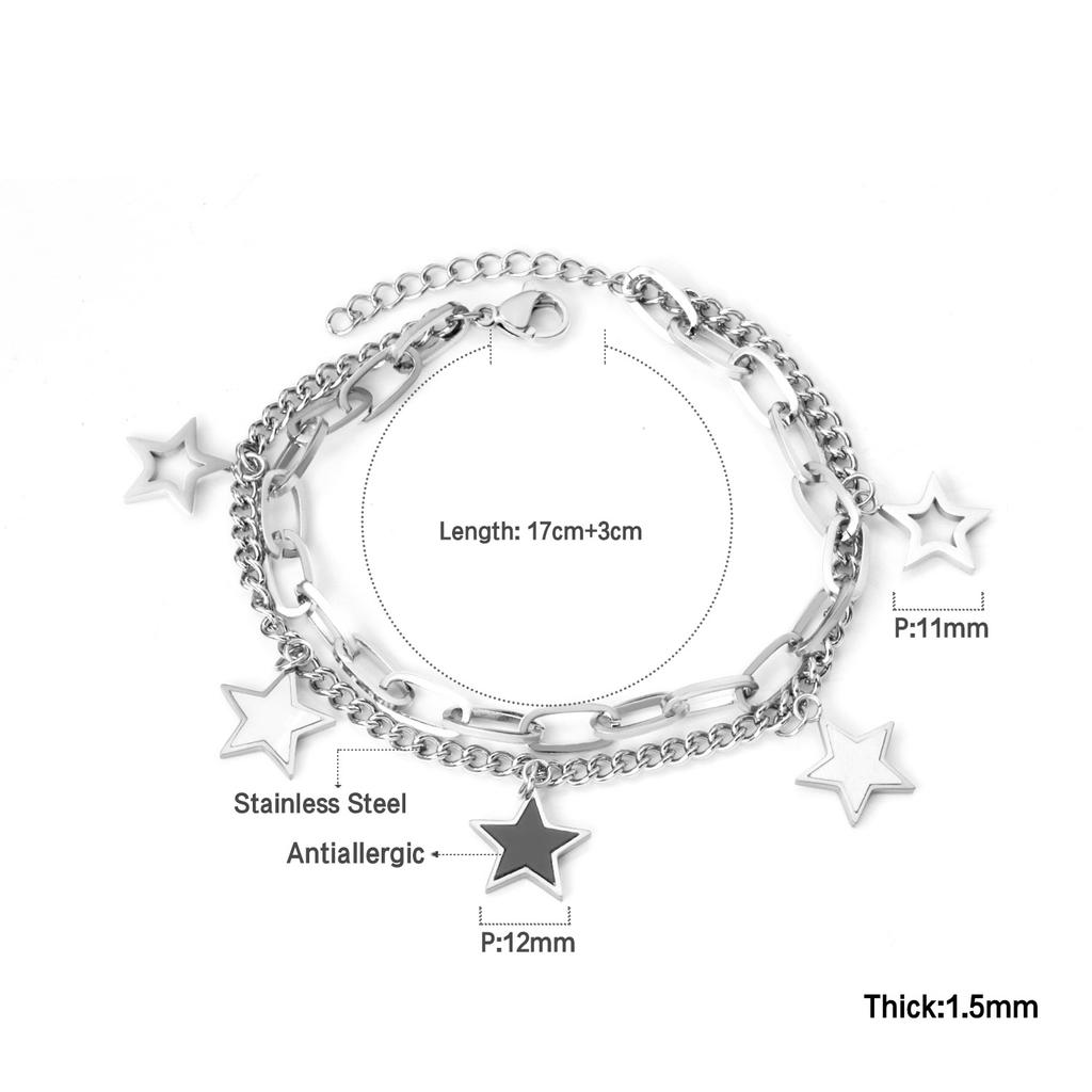 Jewelry Star Moon Pendant Bracelet Fashion Temperament Jewelry Stainless Steel 14K Gold Plated Bracelet Women