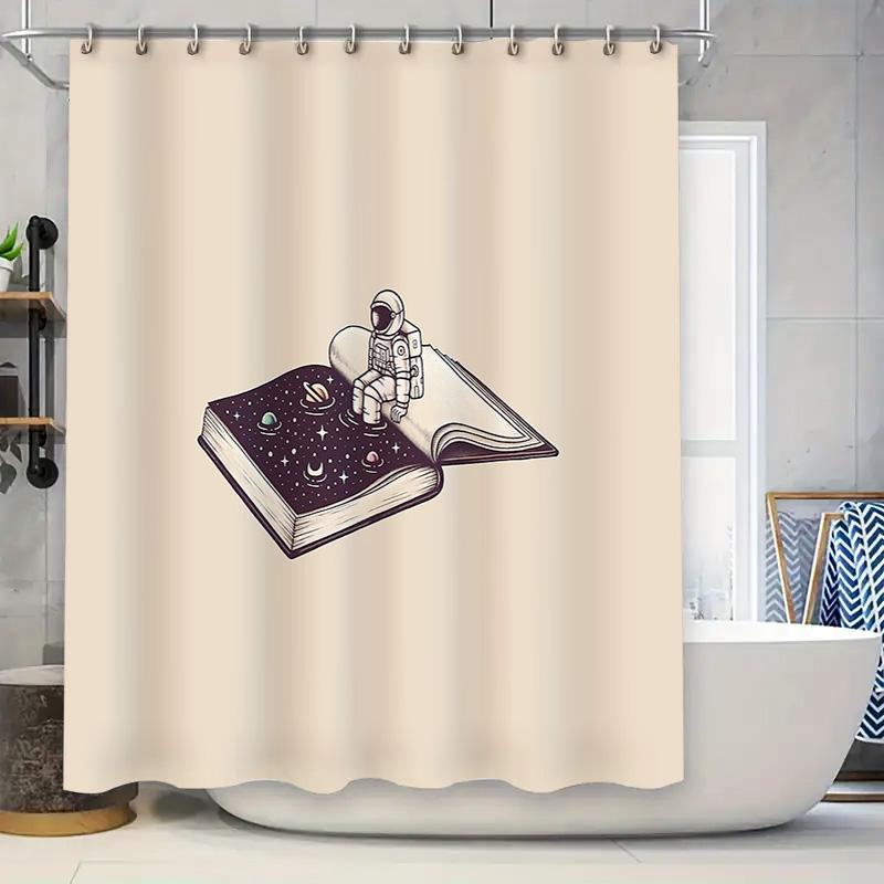 

Unframed Space Book Astronaut Shower Curtain Galaxy Universe Celestial Starry Night Decor Bathroom Curtain Artistic Home Decor G W60H190(CM)-1 Pcs