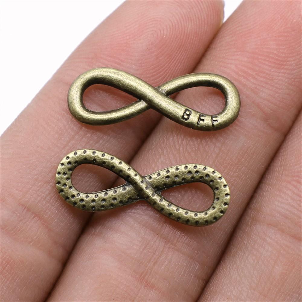 10pcs Infinity Connector Charms For Bracelet Making Vintage Antique Bronze Color