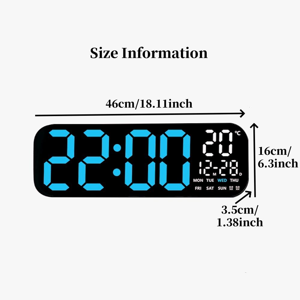 Große Digitale Wanduhr Fernbedienung TEMP Datum Woche 2 Alarme Timer 12/24H 10 Stufen Helligkeit Automatische Helligkeitsregelung LED Wecker