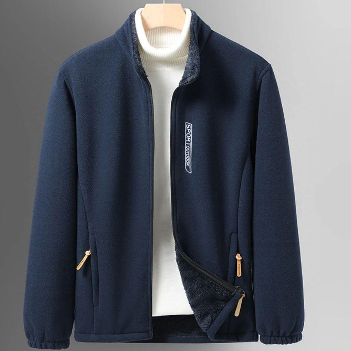 

Мужская куртка свободного кроя из хлопка с утолщенной флисовой подкладкой, осенне-зимняя, теплая, флисовая, с подкладкой из зернового флиса, повседневная парка XXXL синий